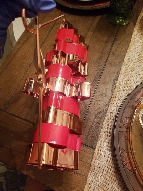 Christmas Cookie Cutter Set 10 Piece Copper/Rose Gold & Red Color On Hanger NEW gallery