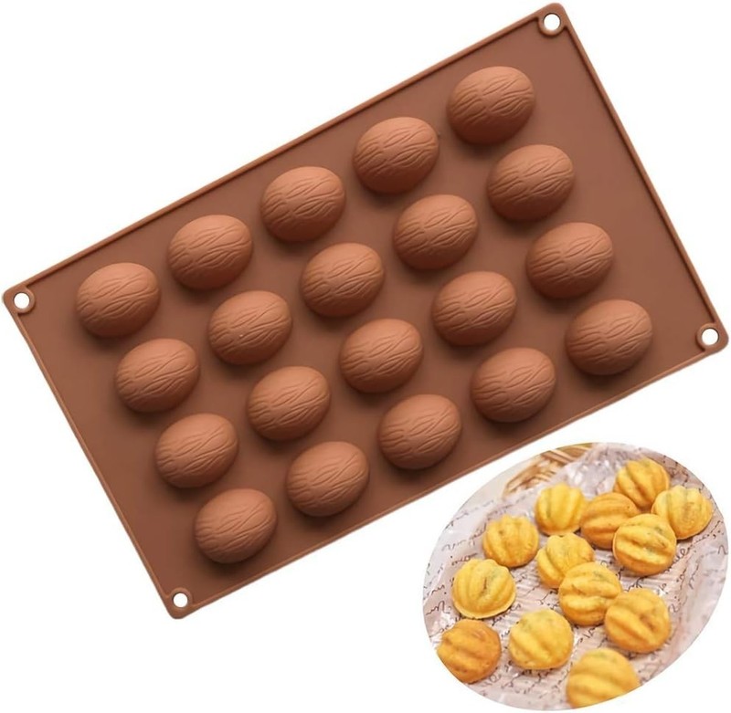 20 Cavity Walnut Silicone Chocolate Candy Mold Nuts Cookie Baking Pan Fat Bomb
