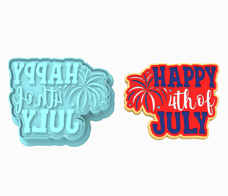 Happy 4th of July Cookie Cutter & Stamp | USA Fourth of July America Independen