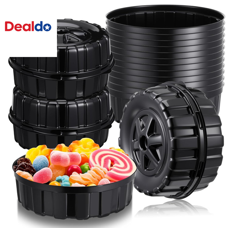 12 Pcs Truck Wheels Plastic Food Containers with Lids Race Car Wheels Disposable gallery