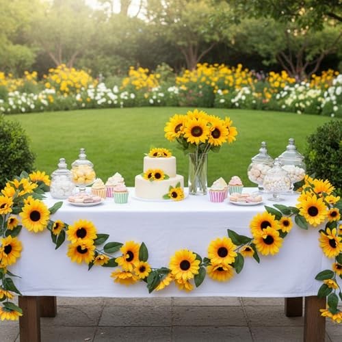 8Ft Sunflower Garland 4 Pack Artificial Sunflowers Hanging Vines Spring Sun1 gallery