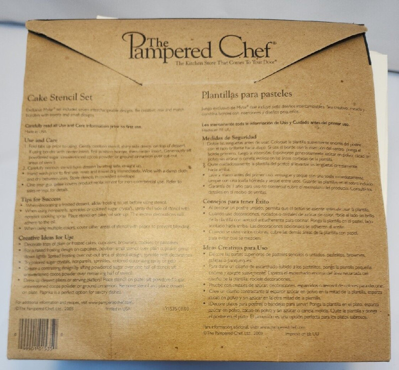 The PAMPERED CHEF 1535 Mylar Cake Decorating Stencil Set - 7 Designs gallery