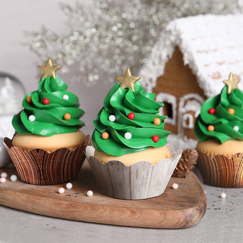 Wood Grain Cupcake Wrappers 120 PCS Rustic Woodland Baby Shower Liners gallery