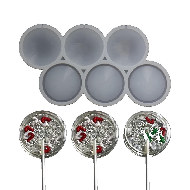 2 PCS E_Round Silicone Lollipop Chocolate Jelly Candy DIY Baking Mold Maker