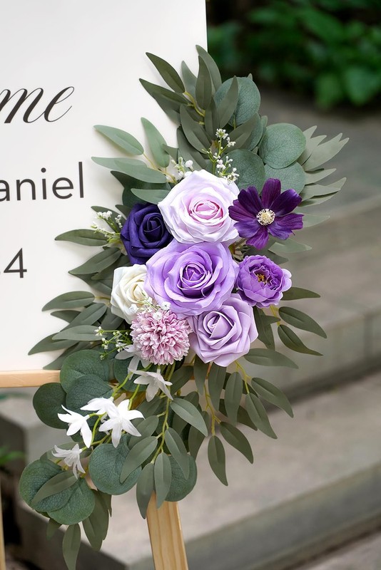 Olalaka Faux Flower Swag Set Of 2 For Wedding Welcome Signs Floral Decorations gallery