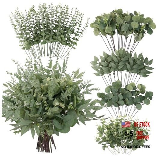 Pcs Artificial Mixed Eucalyptus Stems Bulk, 5 Kinds of Fauxery 130 Green