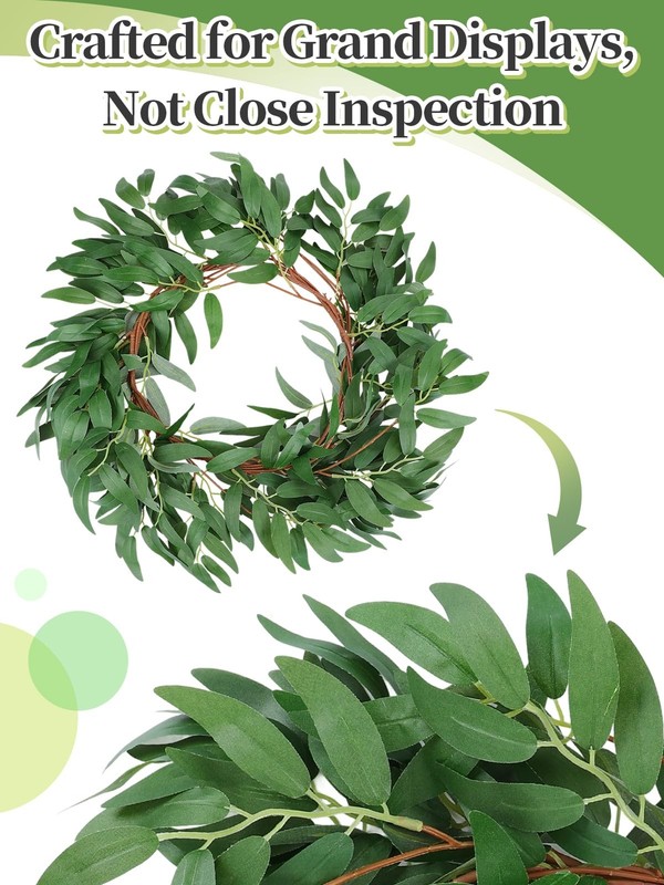 Anphsin Fake Vines Greenery Garland - 3 Packs Total 16.5Ft Green Willow Leaf gallery