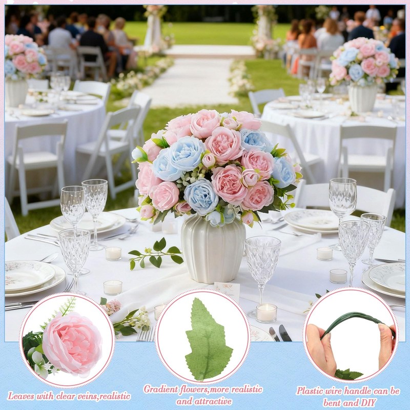 Geosar 8 Bundles Artificial Peonies Flowers Fake Silk Peony Bouquet Faux Peonies gallery