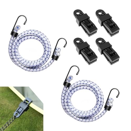 61.02" Car Cover Gust Straps with 4 Clips, Heavy Duty Elastic Car 2 PCS White gallery