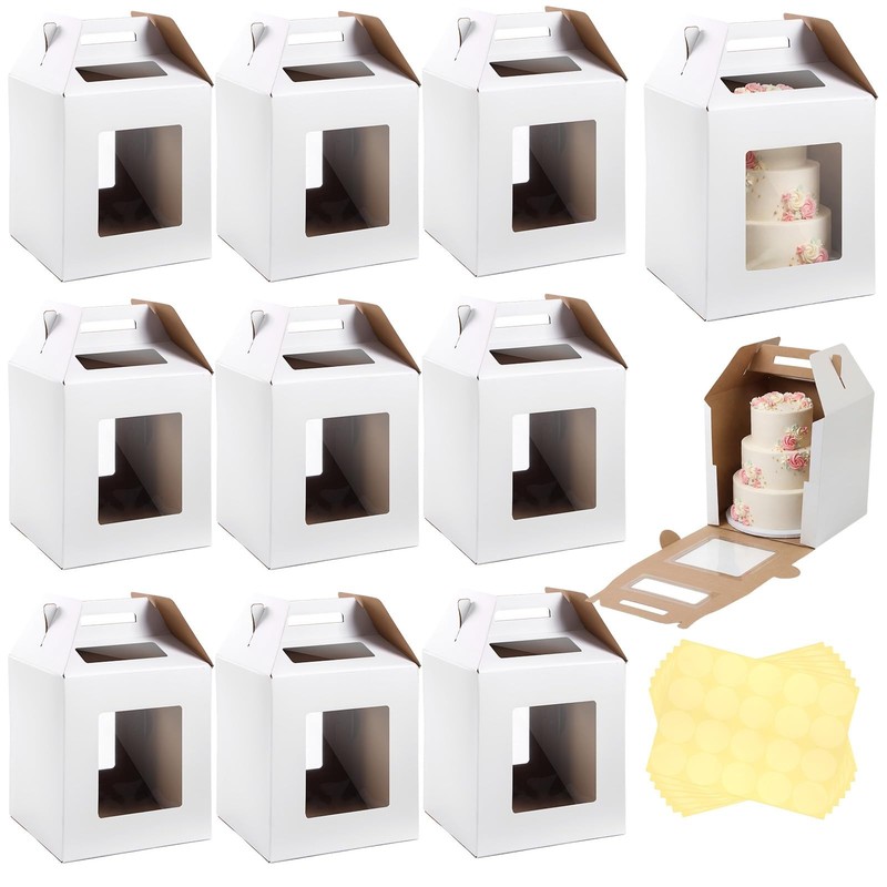 10 Packs Tall Cake Boxes 16 x 16 x 18 Inch with Window Boxes for Tier Cake La…