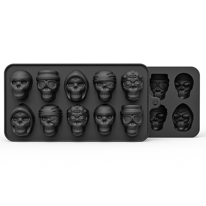10-Cavity Silicone Skull Mould Fondant Cake Mold Chocolate Candle Skeleton Mold gallery