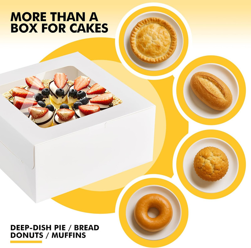24Pcs Cake Boxes with Window, 10X10X5 Inches White Bakery Boxes, Cookie Desse... gallery