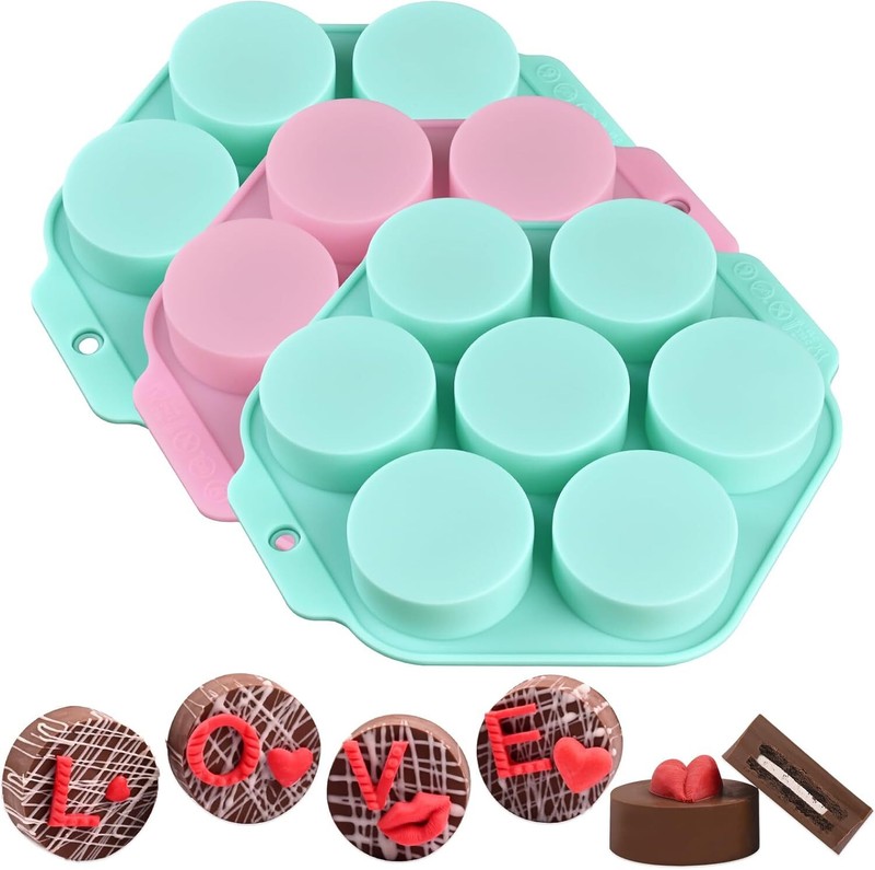 Round Chocolate Covered Cookie Molds, 3 Pcs Cylinder Chocolate Candy Silicone…