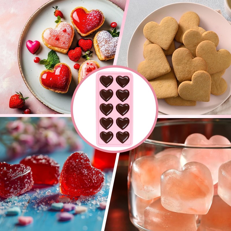 Pink Heart Shaped Mold Silicone 10Cavity For Chocolate Candy 3 PCS gallery