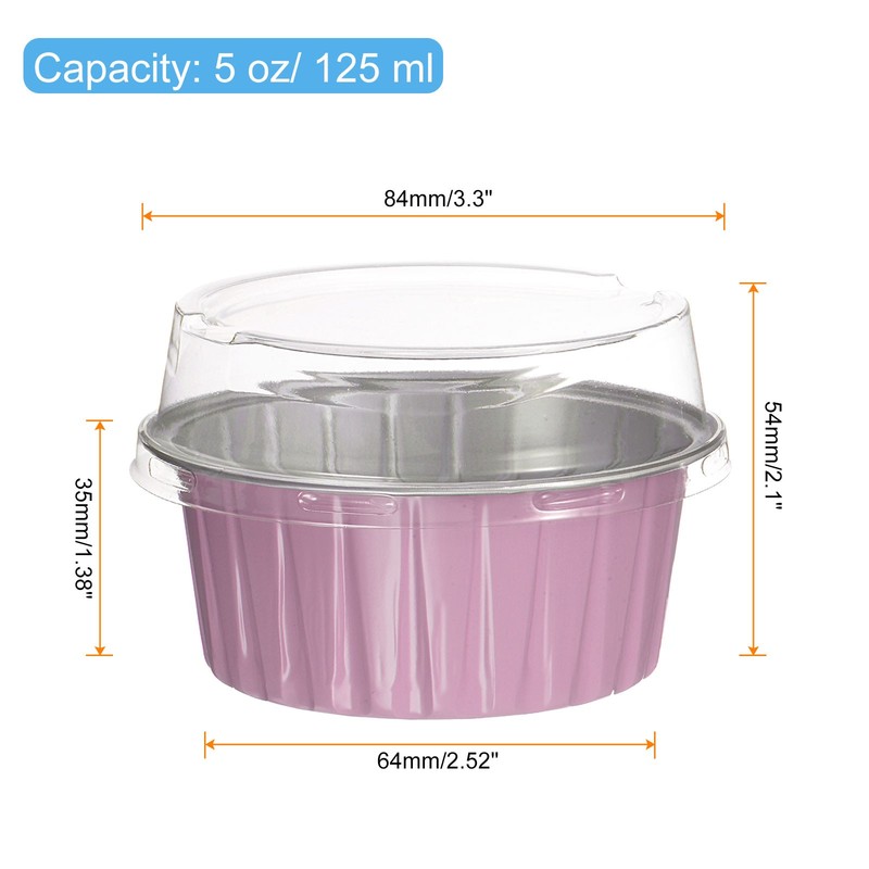 50Pcs Baking Cups with Lids 5oz Aluminum Foil Liners Mini Cups Pink gallery