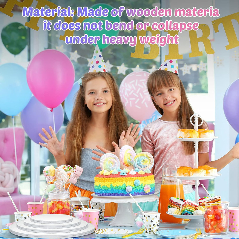 8 Pieces Cake Drums Boards round Sturdy Cake Drum with 2 Pieces Satin Ribbon for gallery
