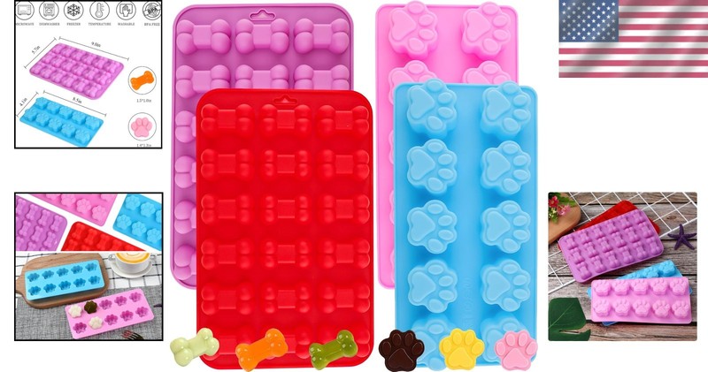 Cute Dog Paw and Bone Silicone Molds - Perfect for Jelly, Candy, & Treats gallery