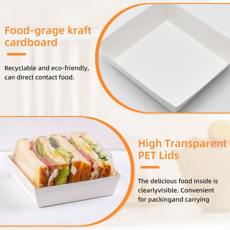 Charcuterie Boxes with Clear Lids, 5.32 X 4.92 X 2.36 Inch Dessert Boxes, Square gallery