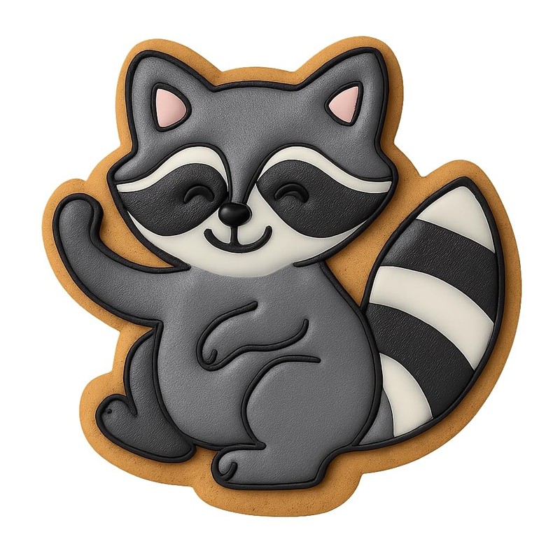 Playful Raccoon Cookie Cutter - 4x3.5" Creative Baking Fun Design gallery