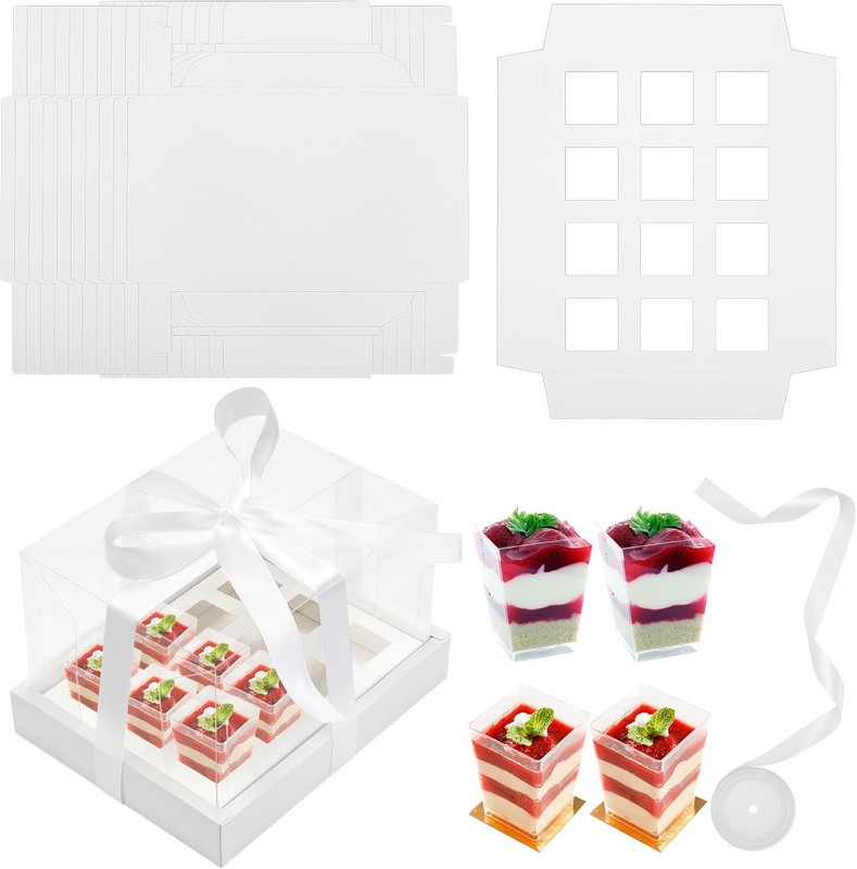 10 Pack Dessert Shooter Box for 12 3 oz Square Dessert Shooter Cups Cupcake