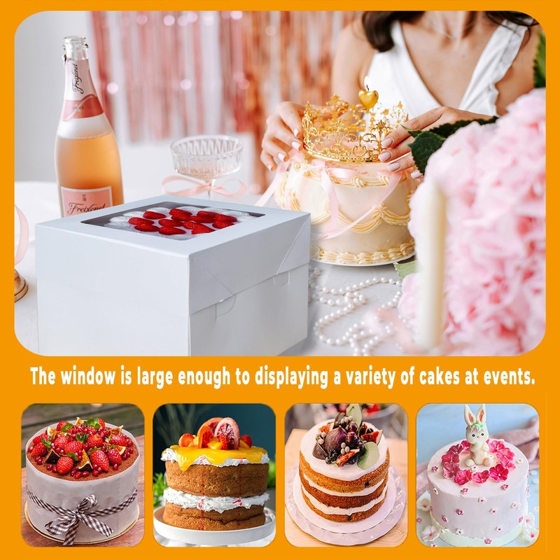 10x10x10 Inches Cake Boxes with Cake Boards 10 Pack Premium Tall Cheesecake B... gallery