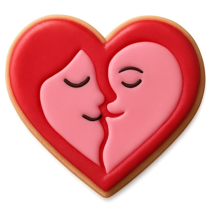 Loving Heart Kiss Cookie Cutter - 4x3.5" Premium Baking Design Fun gallery
