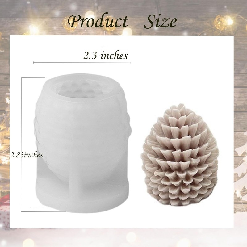 Christmas Pinecone Silicone Candle Molds Soap Mold 3D Xmas Theme Resin white gallery