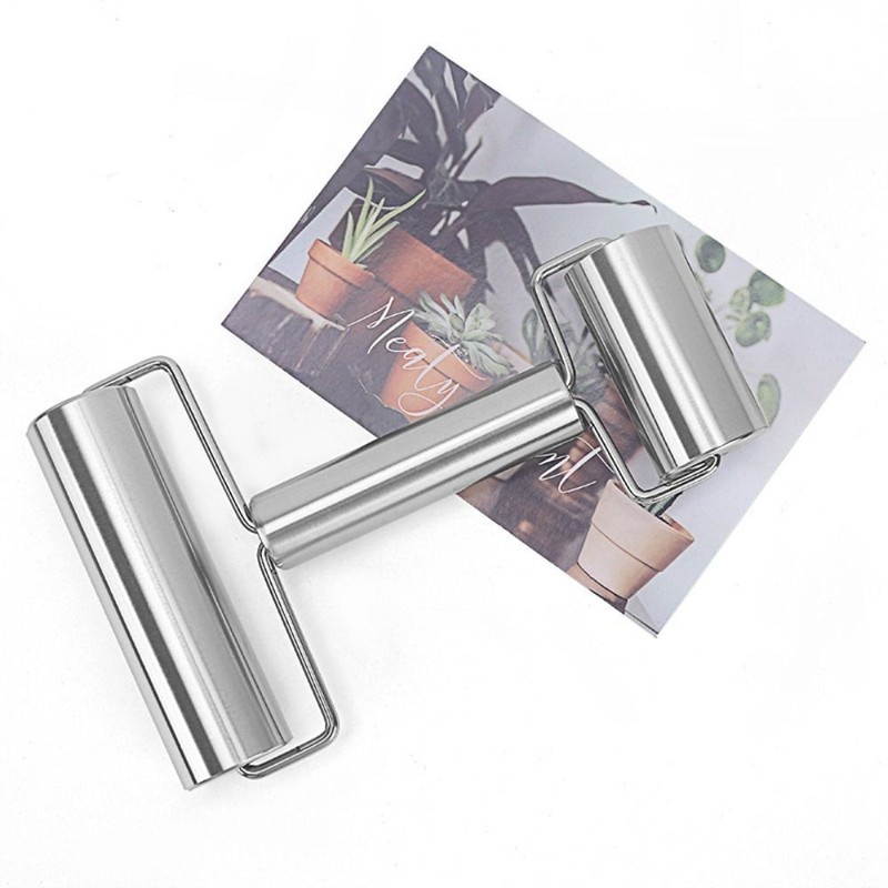 Durable Roller Stainless Steel Dough Rolling Pin Home Pie Pizza Bread Baking gallery
