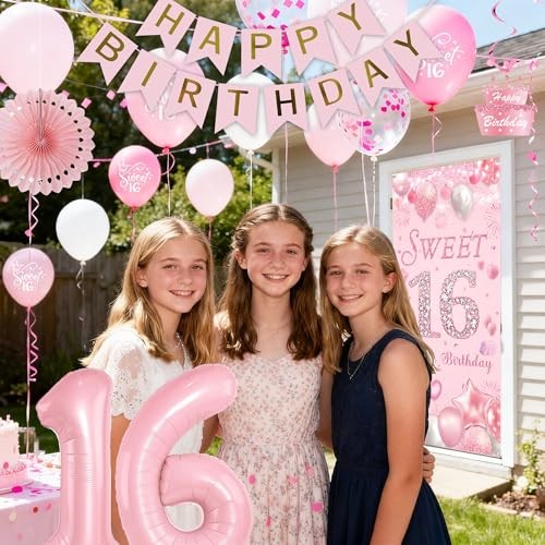 Sweet 16 Party Decorations for Girls - 39pcs Pink 16th Birthday Pink Sweet 16 gallery