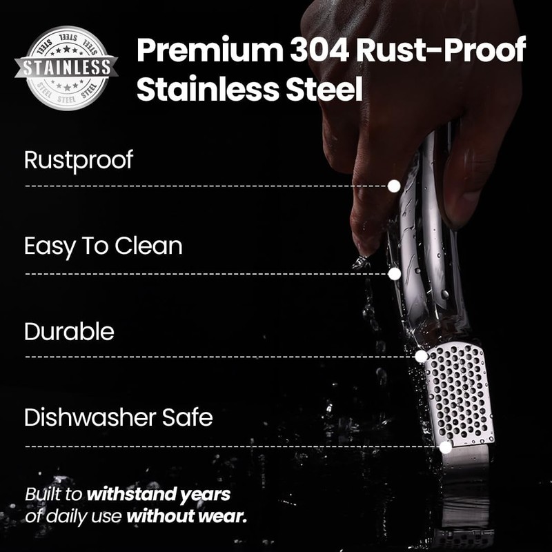 No Peeling Required Garlic Press Stainless Steel with Detachable Fine Chopper gallery