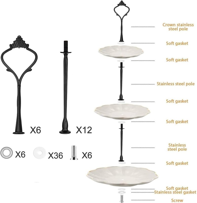 6 Sets 3 Tier Cake Plate Stand Stand Handle, Cake Stand Hardware Handle Fitti... gallery