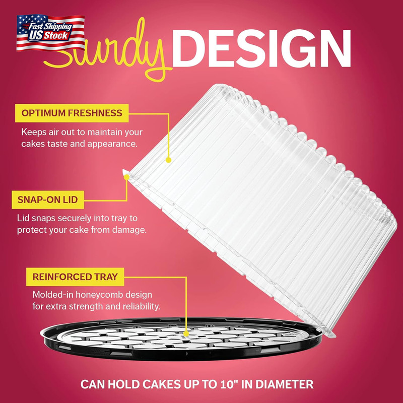 10 - 11" Plastic Disposable Cake Containers Carriers with Dome Lids and Cake Boa gallery