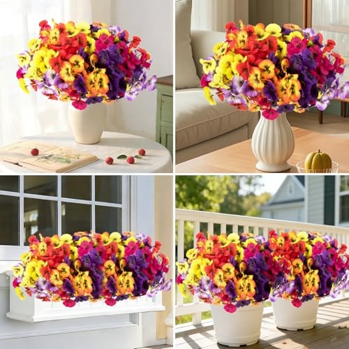 18 Bundles Artificial Flowers Outdoor Fake Flowers Pansies 18 Pcs- Mix Color gallery