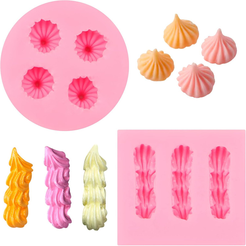 3D Cream Chocolate Silicone Molds, 2 Pcs Mini Cookie Fondant Molds, Cake Decorat