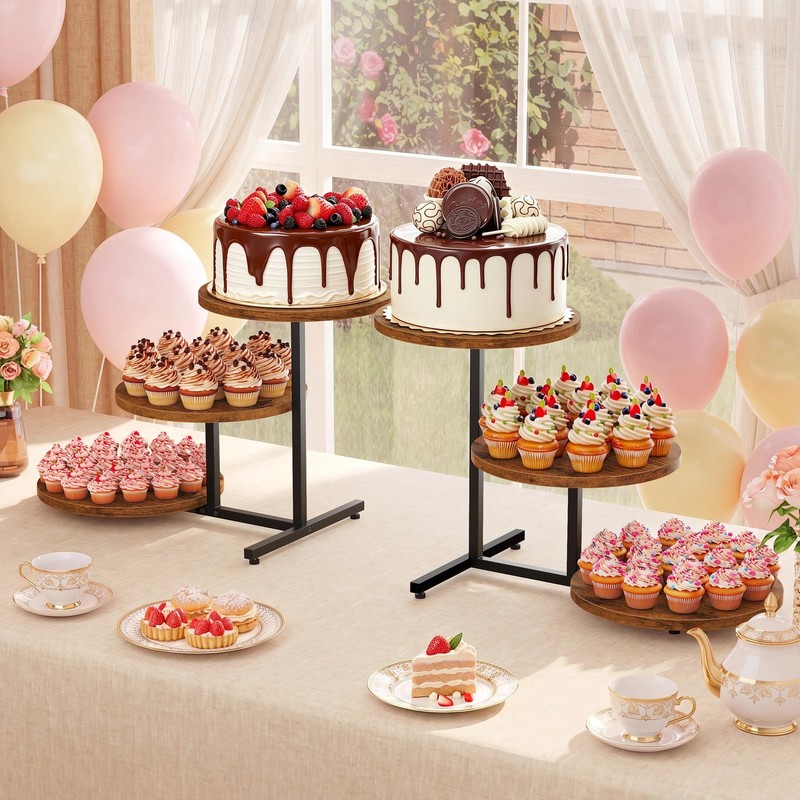 Emfogo Wooden Cupcake Stand, 3 Tier Dessert Table Display Set, Wood Dessert T... gallery