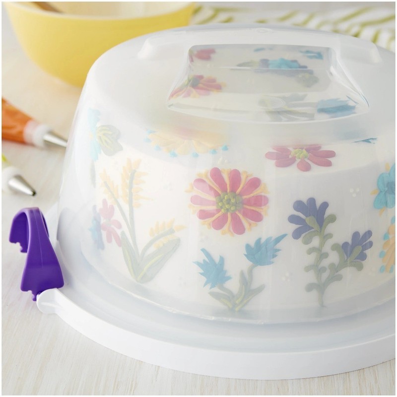 Reversible Base 10-Inch Round Cake Carrier with Secure Lock for 13 Cupcakes gallery