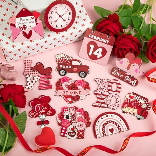 Valentine's Day Decoration for The Home 24 Pieces, Red Wooden Large Red Heart gallery