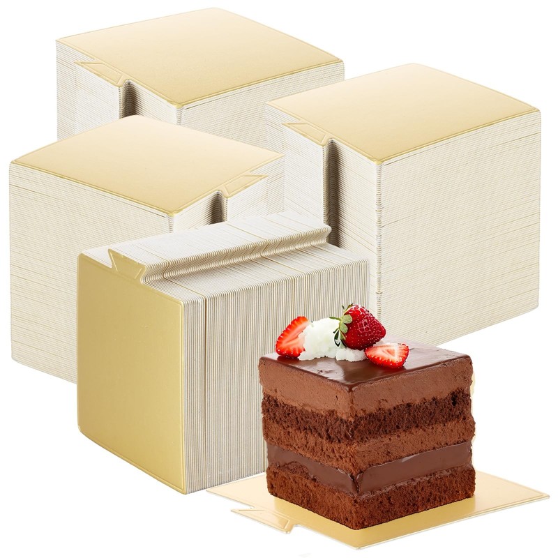 500 PCS 3.5 Inch Square Mini Gold Cardboard Cake Boards Dessert Base Tray