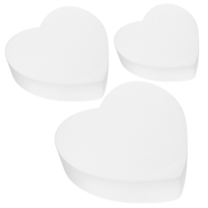 3 Pcs Reusable Foam Cake Model Heart Shape DIY Cake Dummy for Practicing Cake