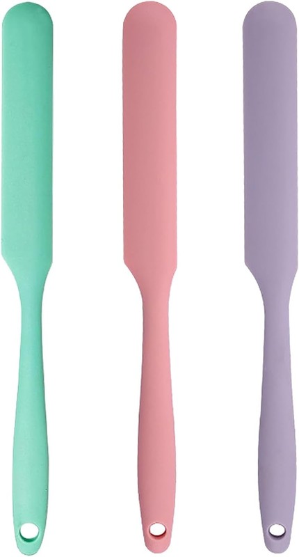 3Pcs Long Handle Silicone Jar Spatulas Colorful Set