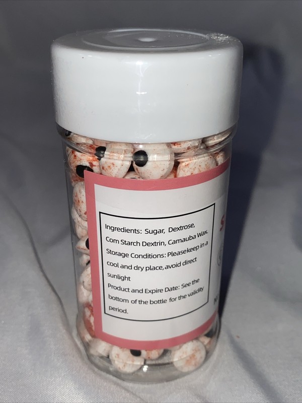 NEW Bloody Eyeballs Sprinkles Candy Edible Eyes Bloodshot Small 3/8" Halloween gallery