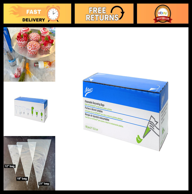 100 Clear Disposable Piping Bags for Cake Decorating & Baking – NuPlastiQ Materi