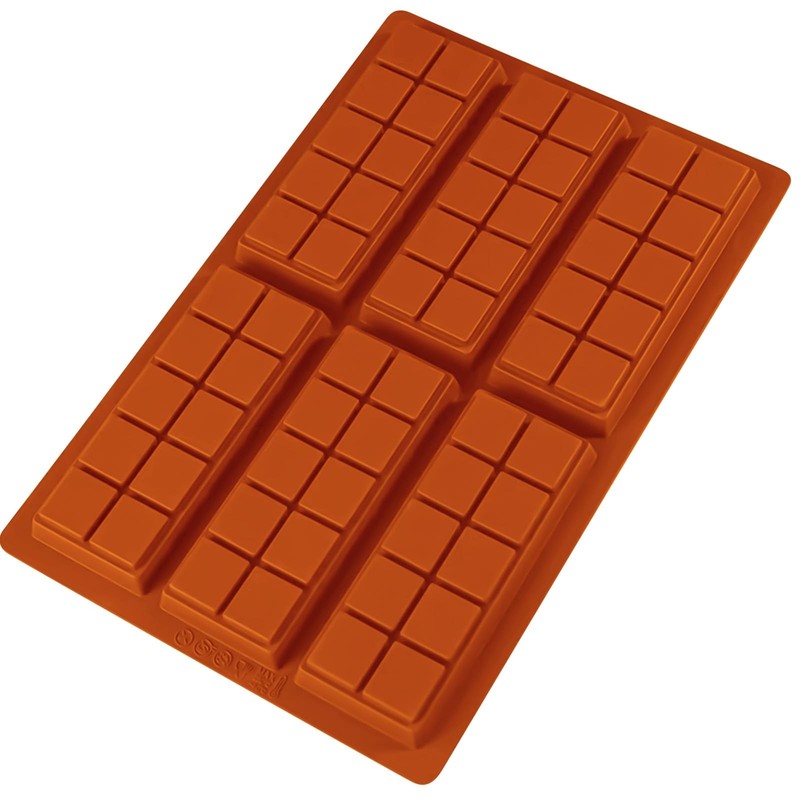 Silicone Chocolate Bar Mold – 6 Large Cavities, 10*6.7*0.59inches, Brown gallery