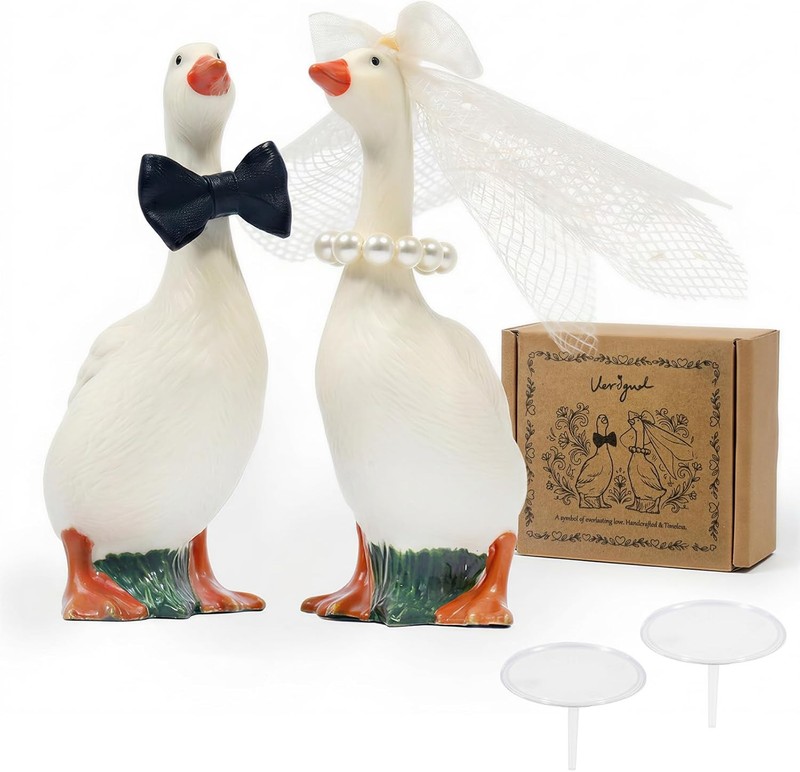 Goose Wedding Cake Toppers, Handmade Small Funny Figurines Cake Decorations for