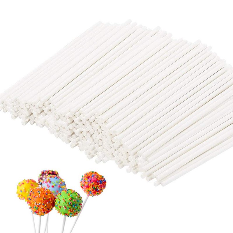 200 Count White Lollipop Sticks,6-Inch Paper Sticks Sucker 200 Pcs,