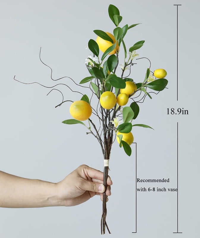 Laelfe Artificial Lemons Branches, 8 Head Faux 48 cm/18.9 in, Yellow gallery