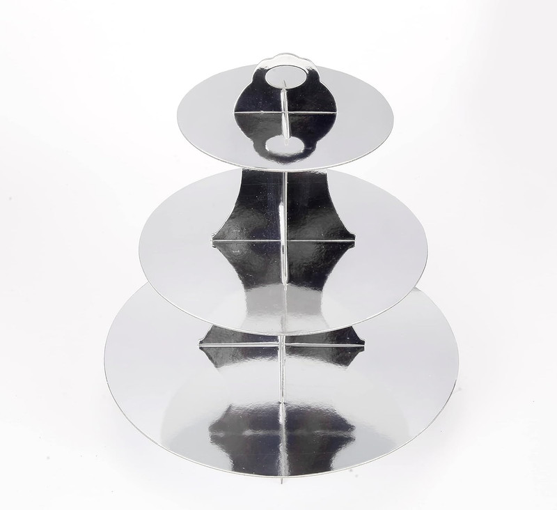 3-Tier Cupcake Stand, Sliver Cardboard Cake Stand Holder, Tiered DIY Cupcake Sta gallery