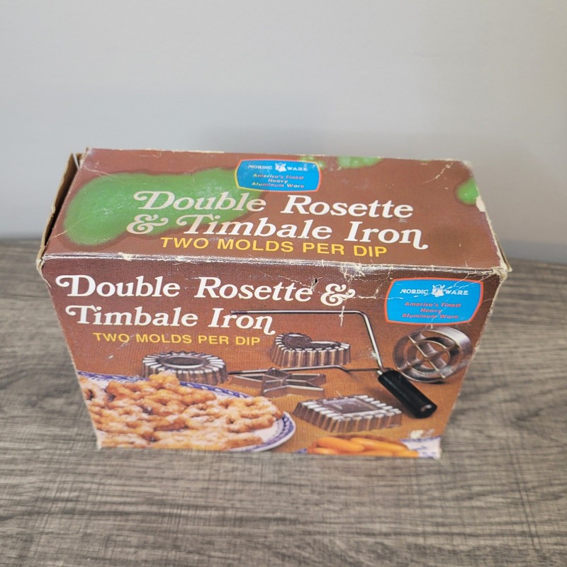 Vintage Nordic Ware Double Rosette & Timbale Iron 4 Mold Set New in Box gallery