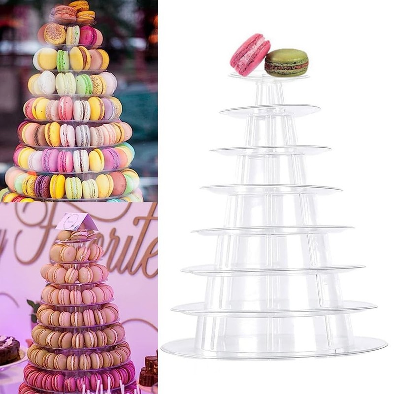Macaron Tower Stand for Wedding Birthday Party, 4″ – 13″ Transparent Plastic …