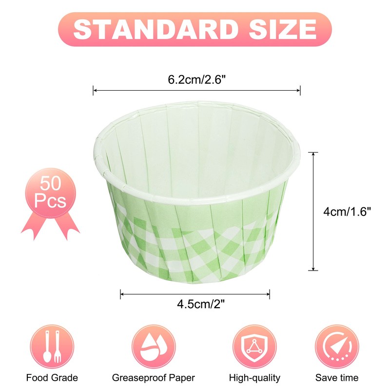 Mini Lattice Cupcake Liners, 50Pcs Cupcake Muffins Liners Holders(Green & White) gallery